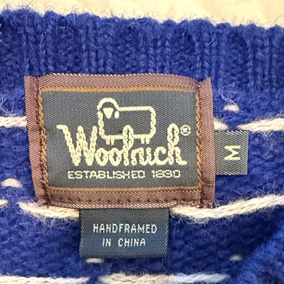 Woolrich Snowman Cardigan Sweater – Blue Knit Winter Holiday 100% Sz M - Picture 2 of 12